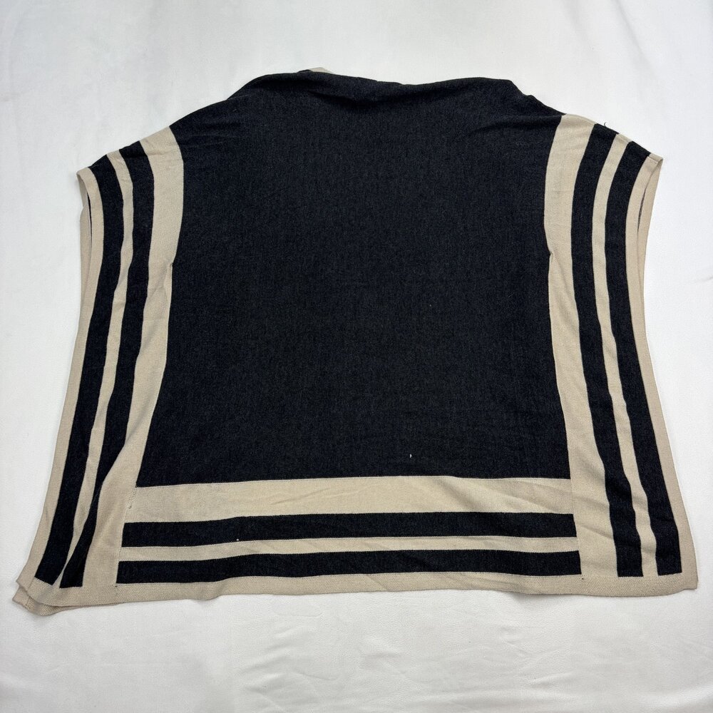 August Moon Open-Front Striped Knit Poncho Cardigan M # - Picture 3 of 9